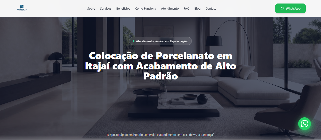 Captura do site desenvolvido para Própisos Acabamentos