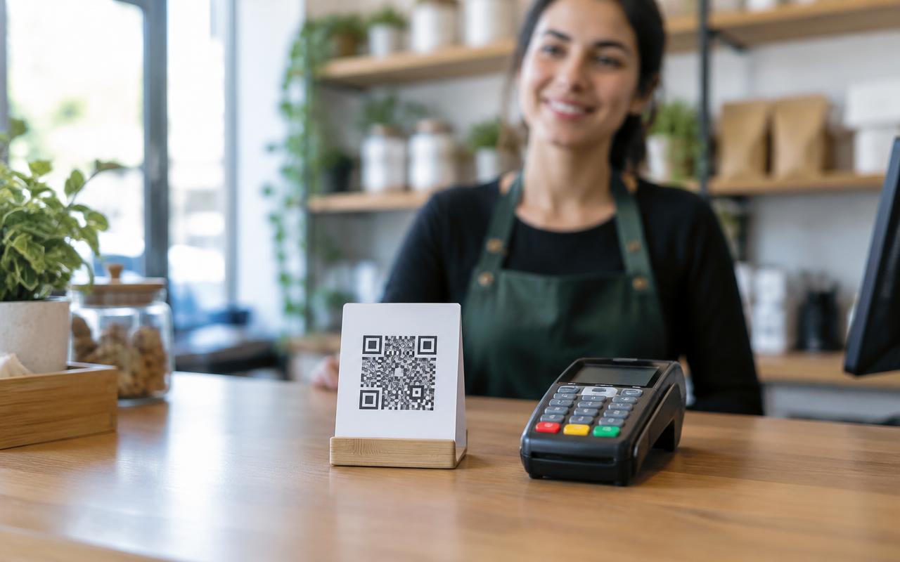 QR Code para avaliação no balcão de atendimento