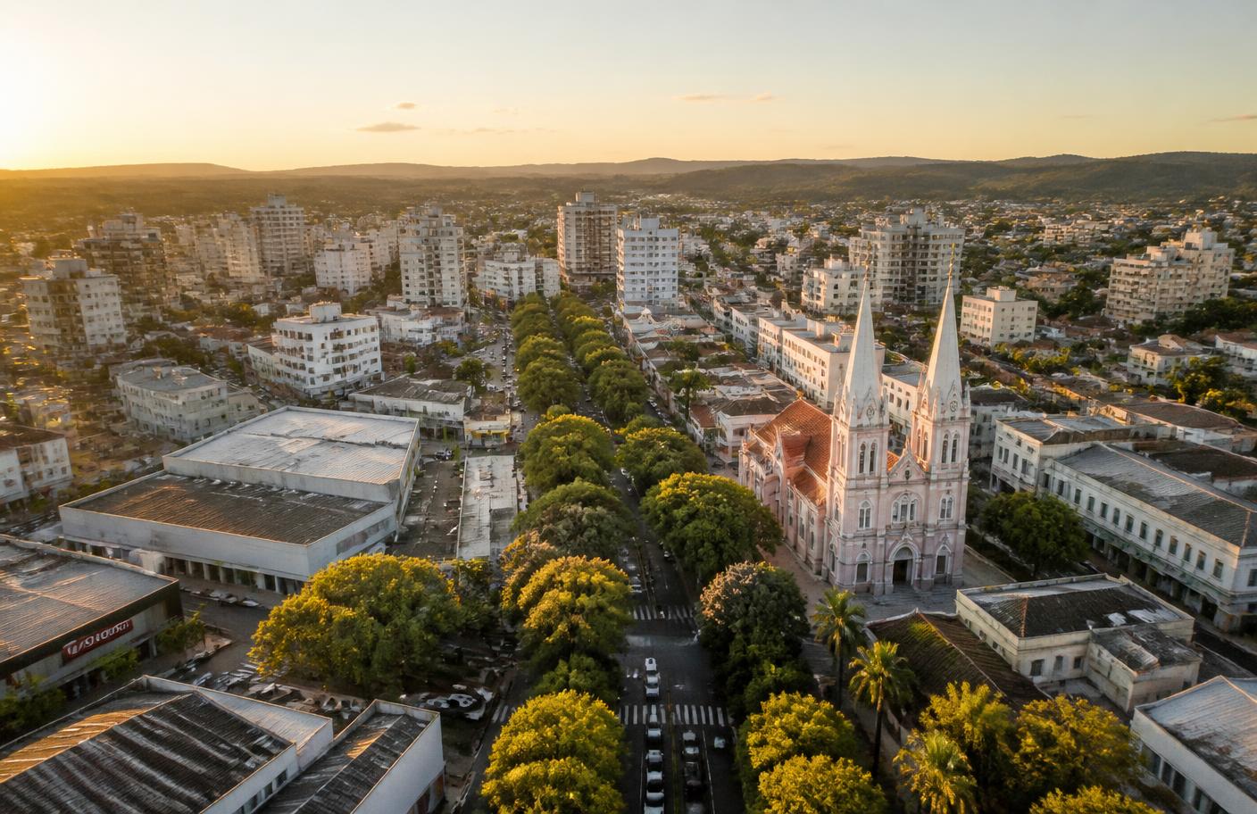 Vista aérea de Santa Cruz do Sul, cidade-sede da CB Negócios Locais